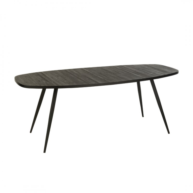 DININGTABLE OVAL RECYCLETEAK BLACK 200 - DINING TABLES